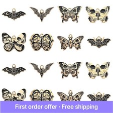 40pcs Gothic Themed Enamel Charms Metal Butterfly Bat Charms for Jewelry Making
