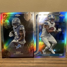 Topps NFL Card Lot Jahmyr Gibbs Detroit Lions Chrome Fortune Refractor 2 Cards