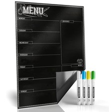 Magnetic Dry Erase Menu Board for Fridge 17x12 Weekly Meal Planner Black New