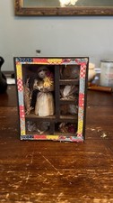 Vintage Miniature Shadow Box With Corn Husk Doll Dried Flowers Display 70  s retr