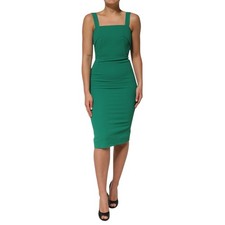 DOLCE & GABBANA Dress Dark Green Sleeveless Rayon Bodycon IT36/US2/XXS $1500