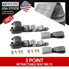 Gray 3.6m 140 Universal 3 Point Retractable Adjustable Car Secure Seat Belt