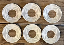 6 Vtg MCM White Metal Ribbed Bobeche Candle Wax Drip Catchers