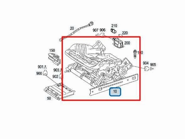 07-13 Marco inferior asiento delantero derecho mercedes-benz s550 con cojín 221-910-04-80 fabricante de equipos originales Foto 3 de 4