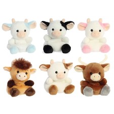 Aurora Plush Palm Pals - SET OF 6 COWS Belle, Hubert, Caroline, Skyla, Sweetie 
