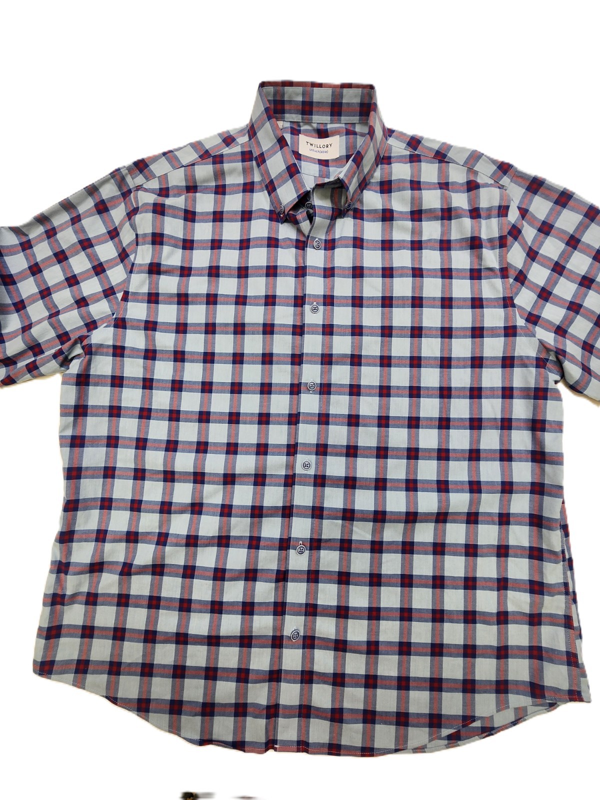 Twillory Untuckable Button Down Gingham Shirt Blu… - image 6
