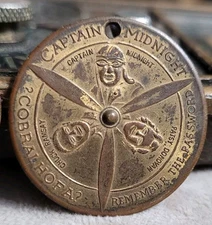 Vintage Captain Midnight Skelly Oil Token Medal Of Membership 1940