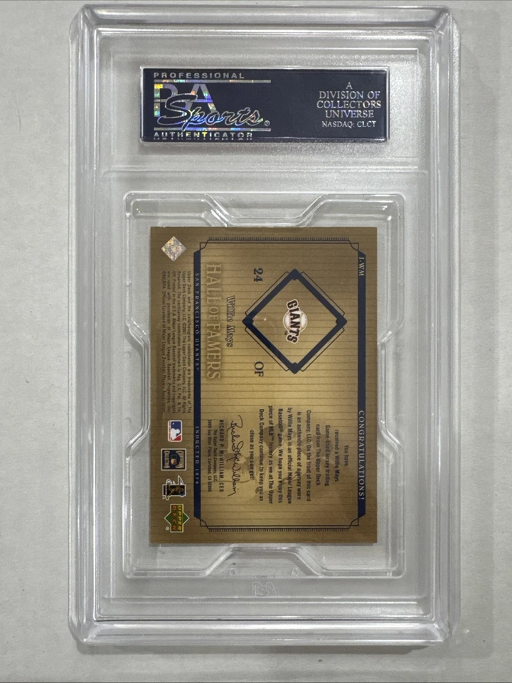 PSA 8 Willie Mays Jersey Relic 2001 Upper Deck Hall of Famers Cooperstown #J-WM - Image 3 of 4