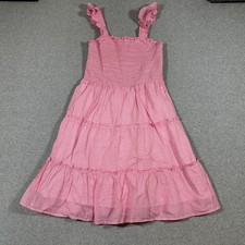J. Crew Women’s Sz S Pink Stripped Ruffle Mini Dress Preppy Costal Picnic