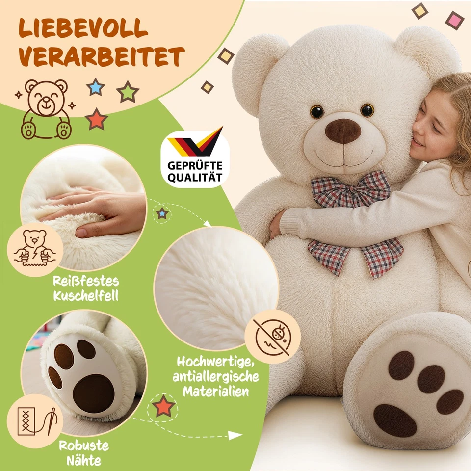 MONZANA® Teddybär Teddy Plüschbär Kuscheltier Groß 50-175cm XL XXL Geschenk - Bild 3 von 4