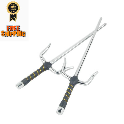 Superdo Octagon Metal Martial Arts Sai Multi Size（Black and 15'', Silver 