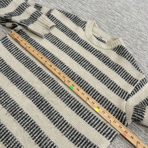 Zara Men Wool Alpaca Striped Chunky Knit Sweater Size XL Pullover Crewneck - Picture 6 of 9