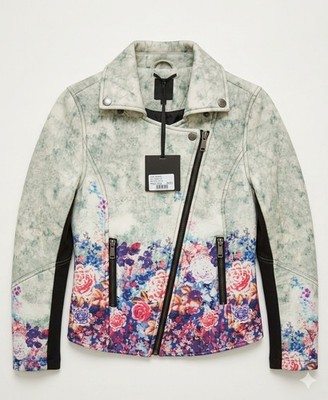 New SILVIAN HEACH uniqueFloral Moto Jacket Women XXS