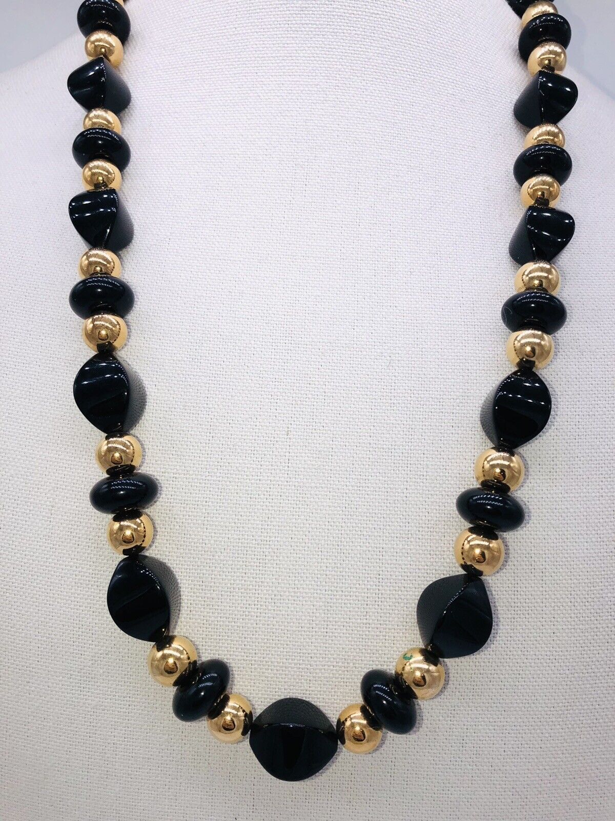 Vintage Napier Black and Goldtone Bead Necklace