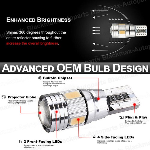 2x T10 501 Led Car Side Light Yellow Bulbs Error Free Canbus Xenon W5W Sidelight - Picture 6 of 8