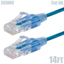 14FT CAT6A RJ45 Network LAN Ethernet UTP Cable Cord Snagless Boot 30AWG Blue
