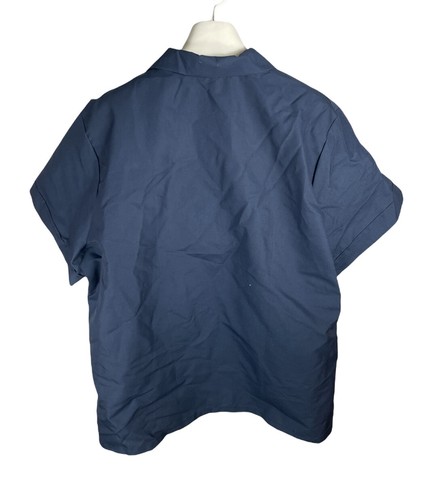 New Vintage Red Kap Navy Blue Size XXL Short Sleeve Button Up Free US Shipping - Picture 2 of 3