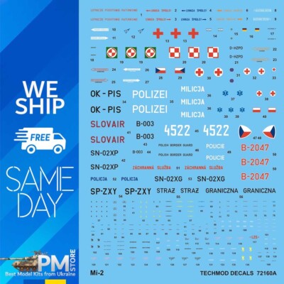 Techmod 72160 1/72 PZL Mi-2 Polish helicopter Wet Decal