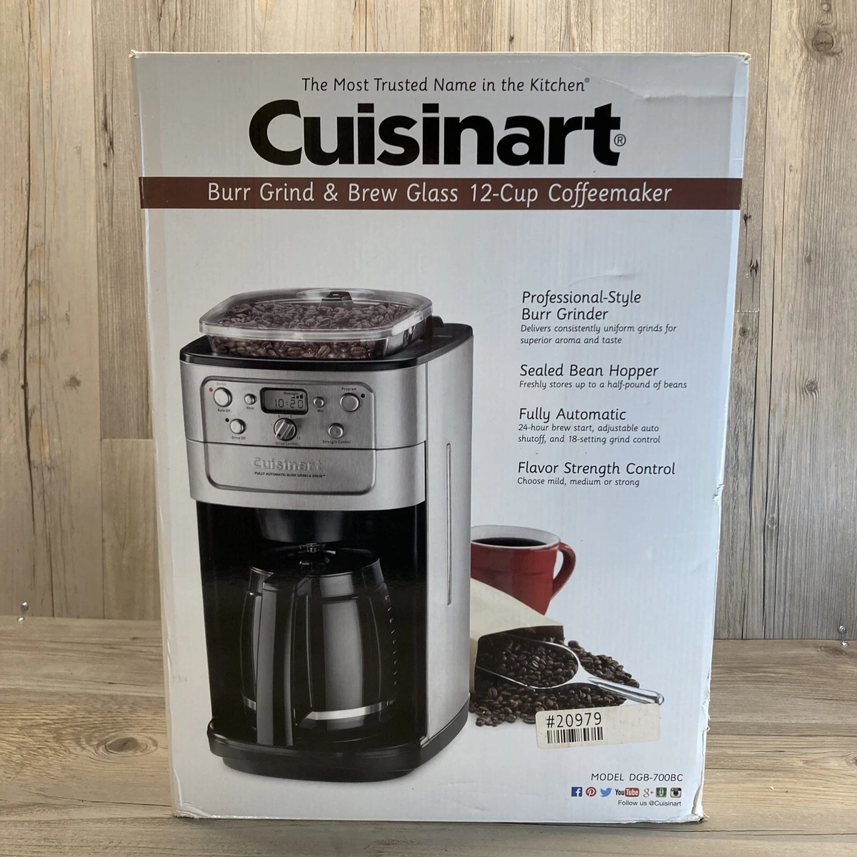 Cuisinart DGB-800 Fully Automatic Burr Grind & Brew, 12-Cup Glass, Silver