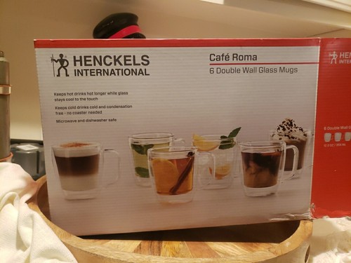 Henckels Cafe Roma 6-teiliges doppelwandiges Glas 12 Unzen Glas Kaffeebecher Set