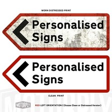 Metal Wall Sign - Stackable Personalised Road Direction Arrow Custom Left Right