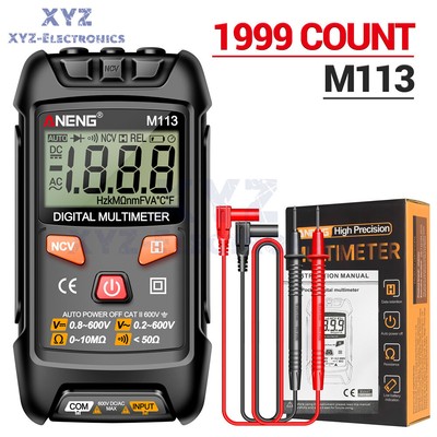 M113 Digital Multimeter 1999 Counts Auto AC/DC Votage Resistance Meter NCV US