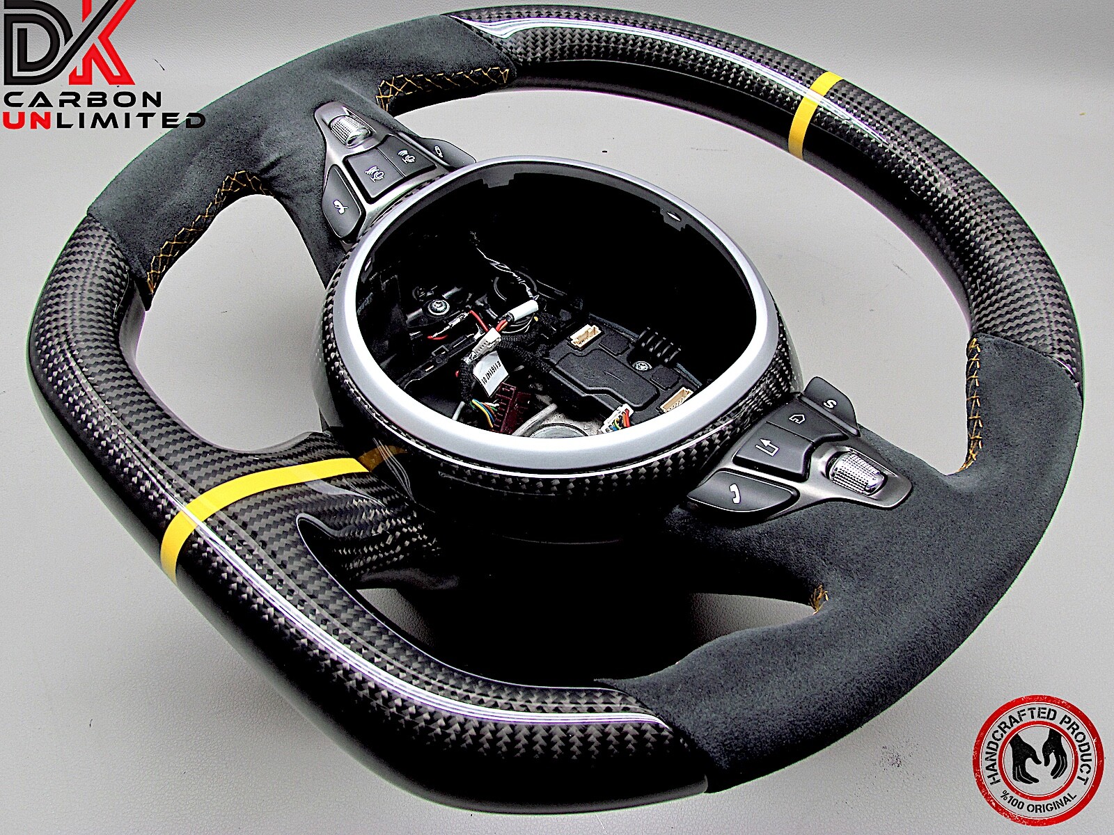 Aston Martin DBS Vantage DB11 Alcantara 8mm Yellow Ring Carbon Steering Wheel v4