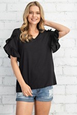 NWT Black Ruffle Sleeve Blouse