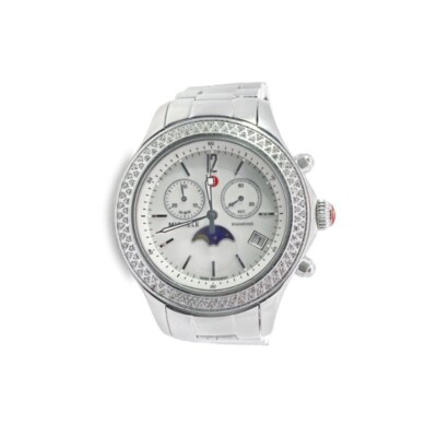 Michele Jetway Moonphase, MW17G01A1972 MOP Dial Diamond Bezel Watch