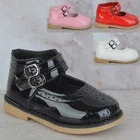 BABY GIRLS INFANTS TODDLER TWIN STRAP TOUCH FASTENING PATENT FLAT SHOES SIZE