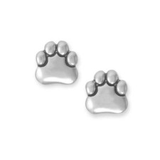Authentic 925 Sterling Silver Paw Print 0.39" Stud Earrings for Men or Women
