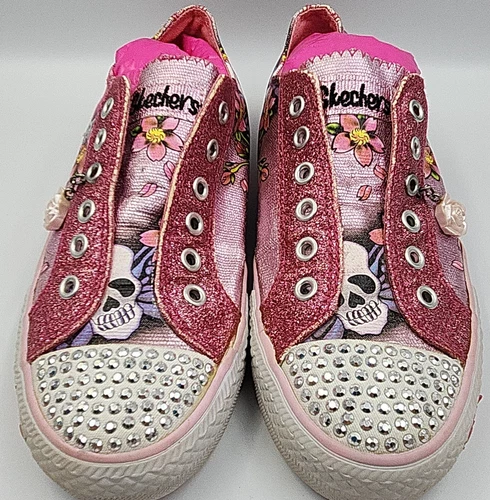 EUC - SKECHERS Twinkle Toes LACELESS Low Top SNEAKERS Little Kids / Girls Size 3