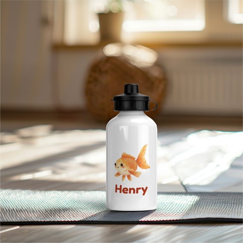 Personalised Metal Fish Drinks Water Bottle for Kids. School, nursery, flask. - Picture 4 of 4