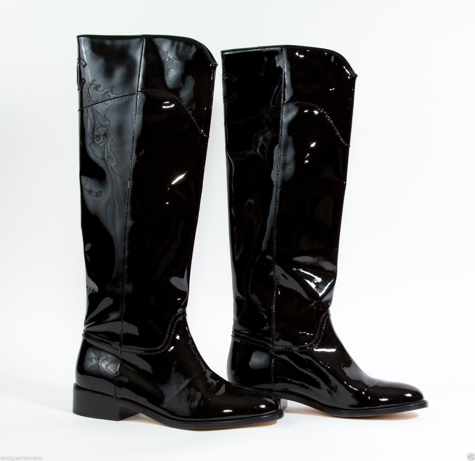 long black patent boots
