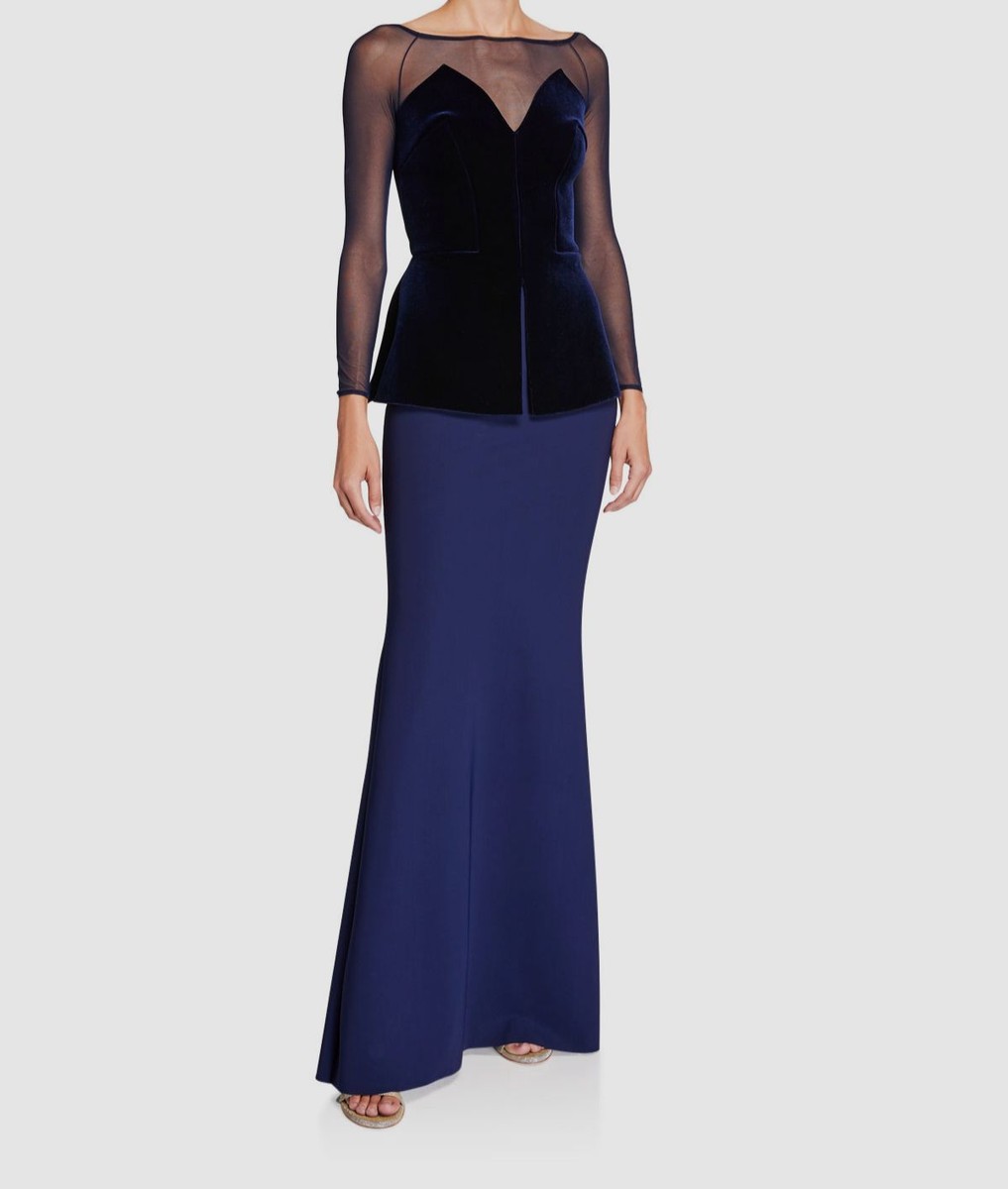 floor length peplum dress VALENTINA High Neck Crystal Embellished Peplum Maxi Dress In Black main image 0
