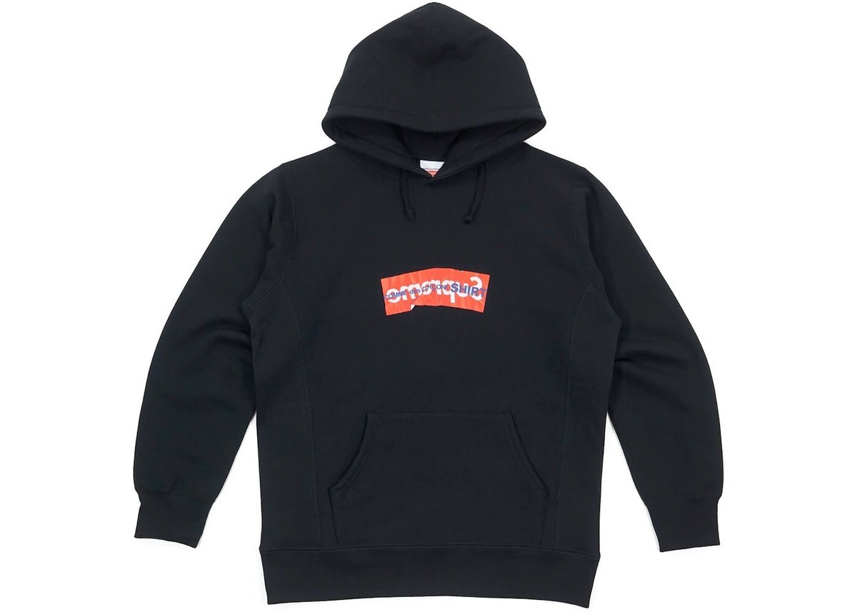 Supreme Comme Des Garcons CDG Box Logo Hooded Sweatshirt Black 