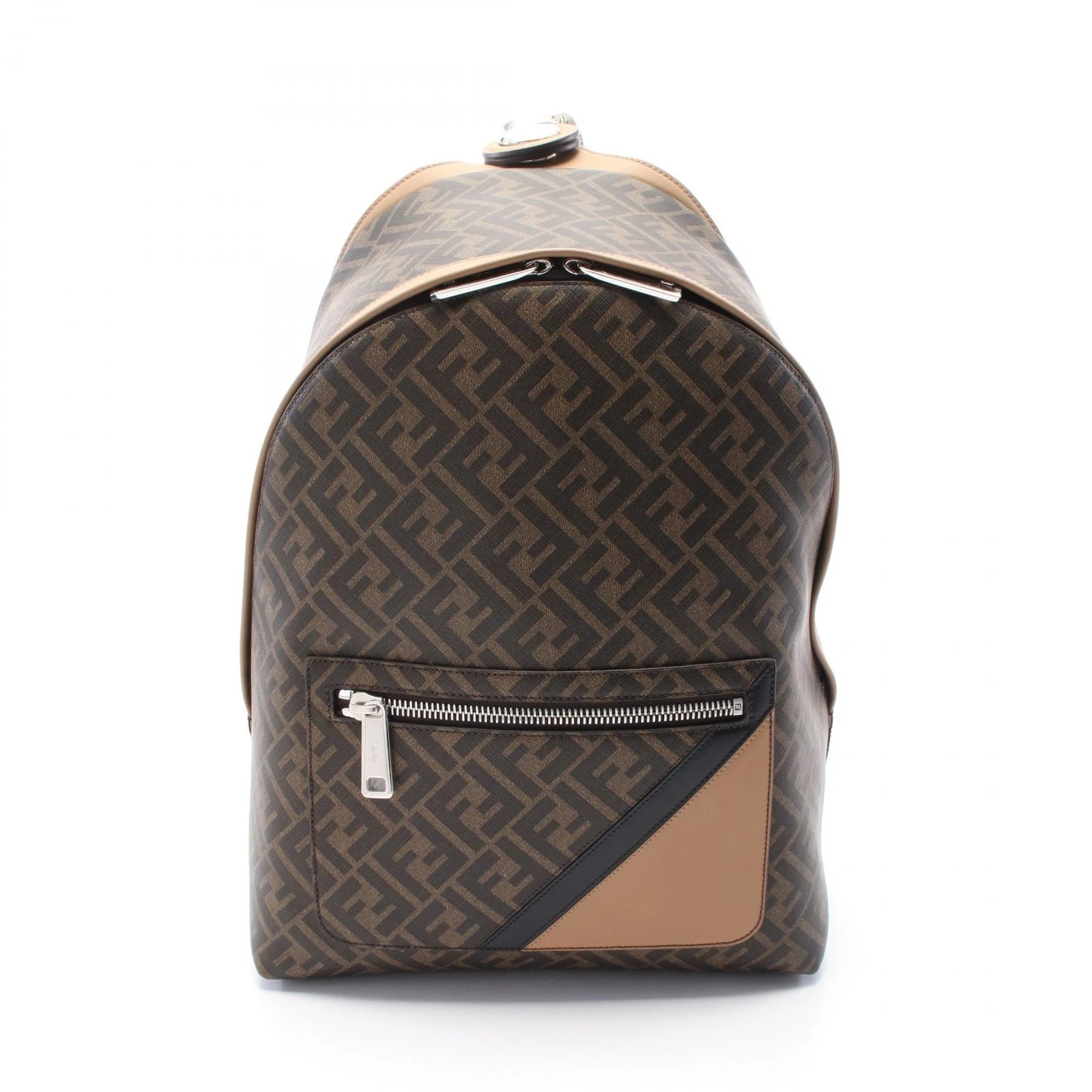 Zaino zaino FENDI CHIODO DIAGONAL ZUCCA 7VZ076 tela pelle marrone nero