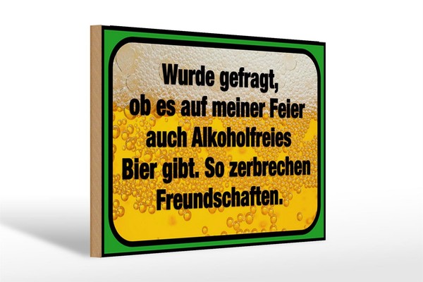 Holzschild Spruch 30X20 Cm Alkoholfreies Bier Zerbricht Deko Schild Wooden Sign-image