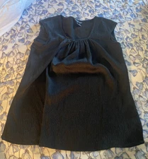 Citron Santa Monica Womens XS Black Silk Sleeveless Tank Top Textured Blouse