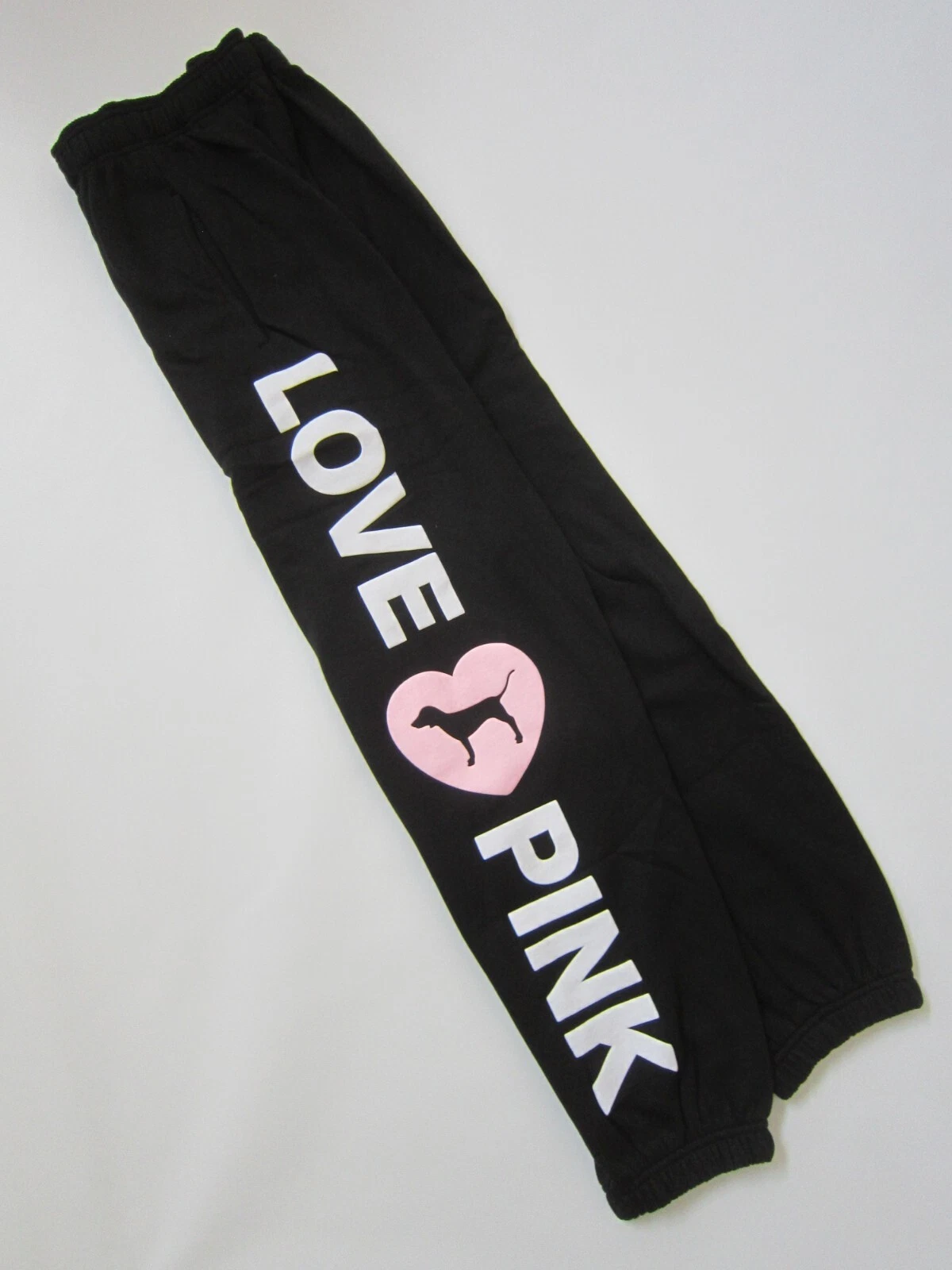 VALENTINO Victoria Secret rosa ORIGINALI NEON CUORE CANE PULLOVER FELPA CON CAPPUCCIO PANTALONI M L o XL SET