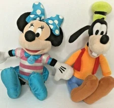 Just Play Disney Goofy 12" & Minnie Mouse 10" Plush Dolls Stuffed Animal Toy  