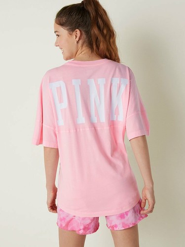 Victoria's Secret Pink Varsity Short Sleeve Crew Tee (CHOOSE YOUR COLOR) - Picture 35 of 66