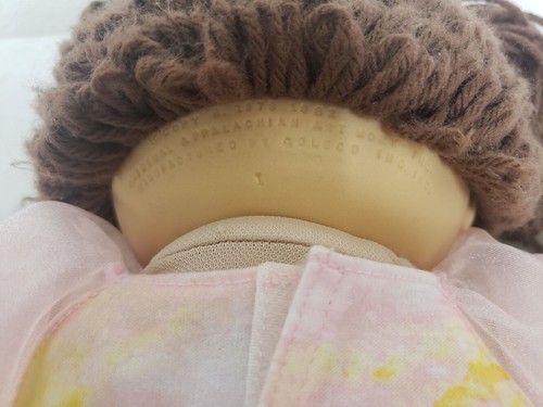 Cabbage Patch Kids 1985 cabello castaño/ojo gris niña cabeza molde 1 mariposas rosa - Imagen 12 de 17