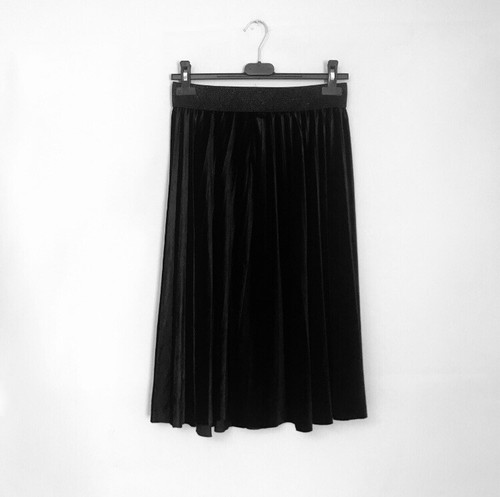 GONNA A PIEGHE VELLUTO CAMPANA AMPIA ELASTICO IN VITA LUNGA RUCHES ZARA  FRANCHI | eBay