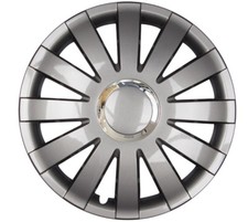 4x Premium Design Enjoliveurs " Onyx " 15 Pouces Gris Argent Chrome Anneau