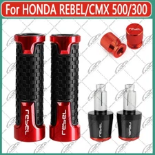 For HONDA REBEL/CMX 500/300 CNC Handlebar Grips Handle Bar End Cap Tire Valve
