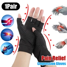 1Pair Copper Arthritis Compression Gloves Hand Wrist Support Joint Pain Relief