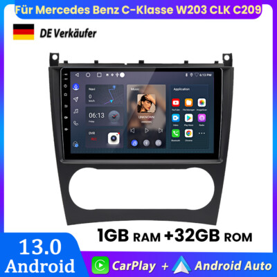  Für Mercedes Benz C-Klasse W203 CLK C209 Carplay Android13.0 Autoradio GPS NAVI