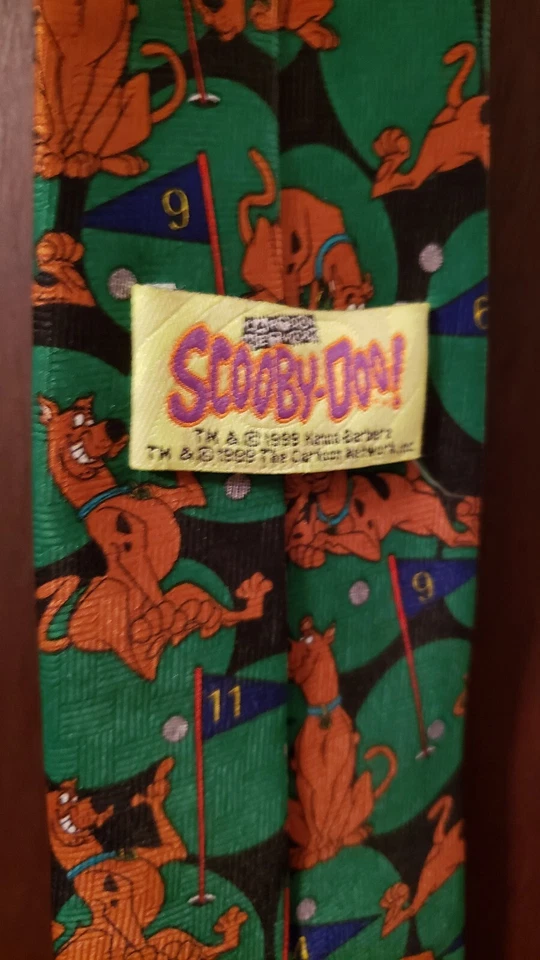 Corbata de golf Scooby-Doo motivo verde 1999 Hanna Barbera TM Cartoon Network limpieza en seco Foto 4 de 4