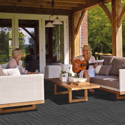 44PCS Set Plastic Interlocking Deck Tiles 11.8"x11.8" Waterproof All Weather Use - Picture 8 of 10